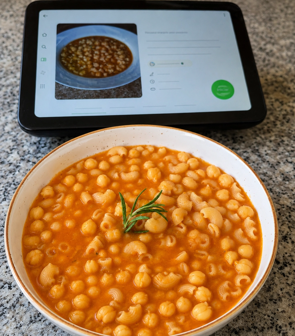 Pasta con garbanzos en Thermomix (receta italiana)
