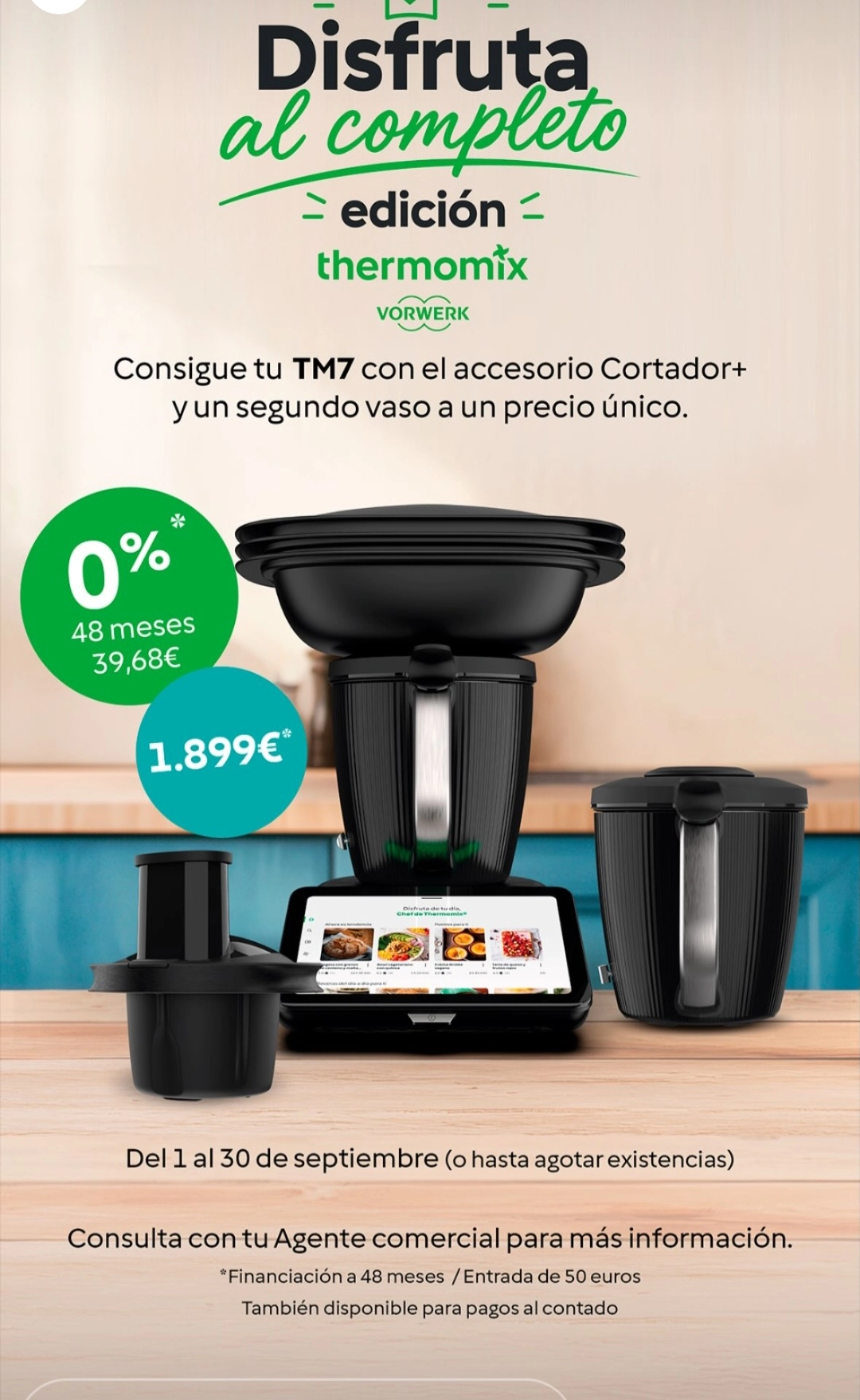 Disfruta al completo: Thermomix TM7 + segundo vaso + accesorio cortador y Sin intereses